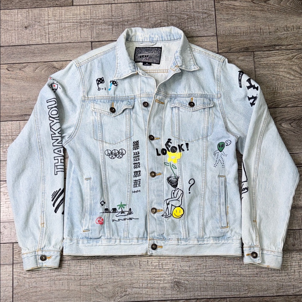 Brooklyn Cloth Light Blue Washed Denim Graffiti Jacket